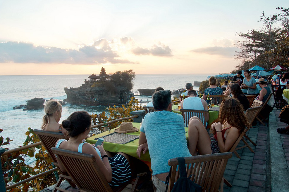 Scenic view of a restaurant at Tanah Lot Temple